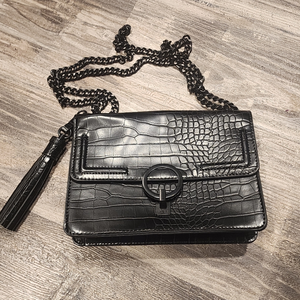 Aldo black croc purse